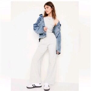 Zara Women's S Sweat Pants Elastic Waist Drawstring Wide Leg Preppy